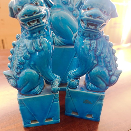 Vintage Chinese Porcelain Set of 4 Pieces with Turquoise Glaze, used