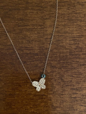 Kurshuni silver 925 necklace used with zircon butterfly