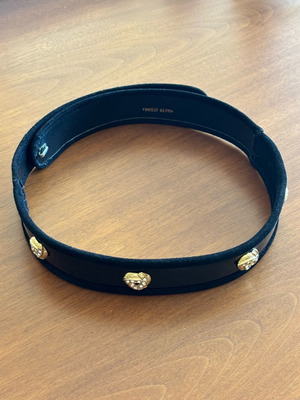 Vintage black suede leather belt 1980s like new, 95 cm