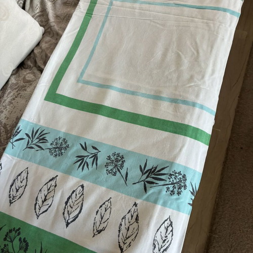 Vintage American Cotton Tablecloth 1950s used, mid-century design
