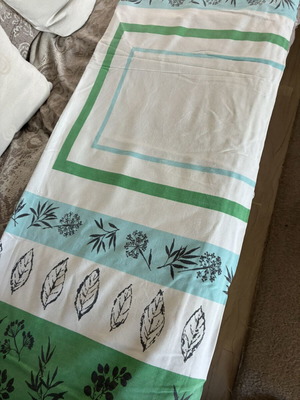Vintage American Cotton Tablecloth 1950s used, mid-century design