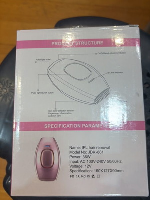 IPL hair removal device JDK-881 new, 36W power, adjustable levels