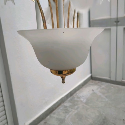 Ceiling multi-light used, four-light with glass shades