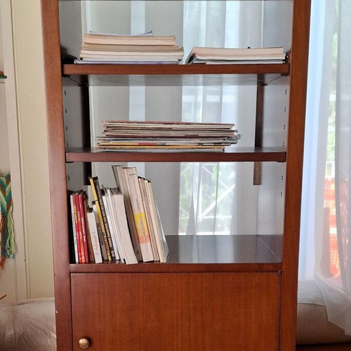 Handmade Varagki wooden bookcase used, 3 shelves with cabinet