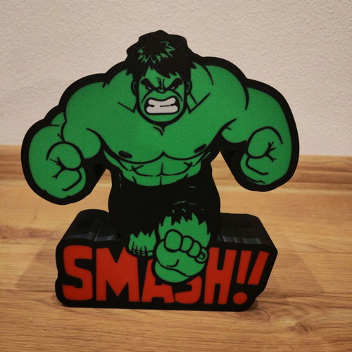 3D print Hulk lightbox lamp 19x18x5cm, USB powered