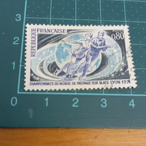 France Stamp 1971 World Ice Skating Championship Lyon like new