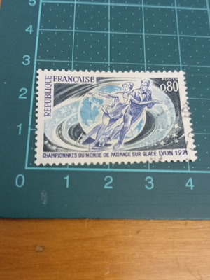 France Stamp 1971 World Ice Skating Championship Lyon like new