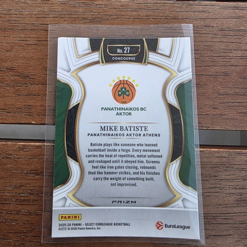 Mike Batiste Panathinaikos Select blue Prizm basketball card