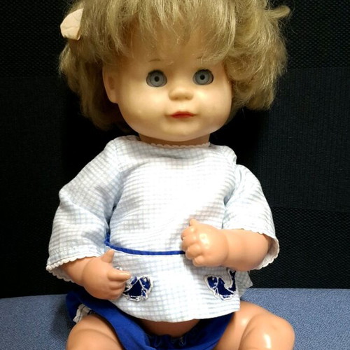 Vintage doll like new with child face, 30 cm tall
