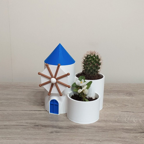Mykonos Windmill 3D Printed Decorative Planter New