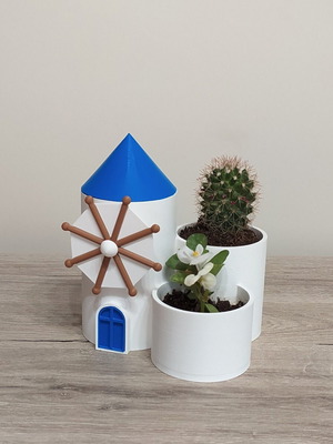 Mykonos Windmill 3D Printed Decorative Planter New