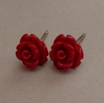 Stud earrings red rose