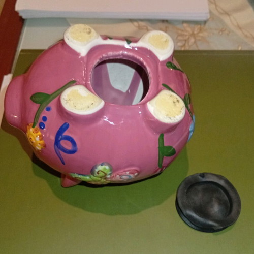 Pink ceramic piggy bank like new