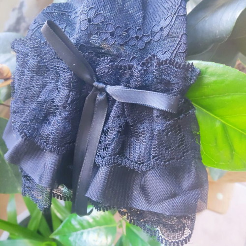 Lace Cuffs new, black, triple-layer fabric accessory