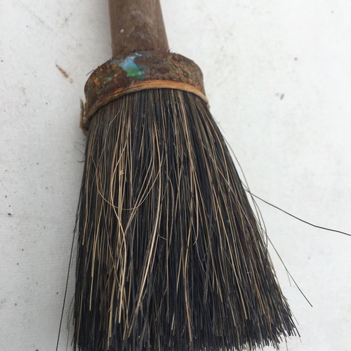 Round vintage brushes unused with natural bristles