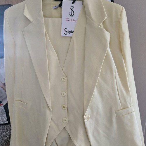 Suit with vest new, yellow, 3-piece set