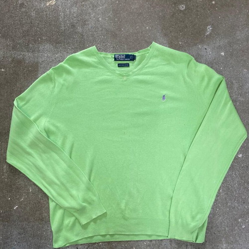 Ralph Lauren V-neck sweater L light green purple pony