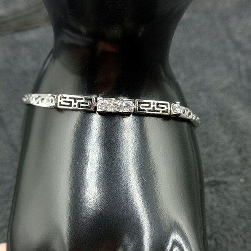 Bracelet meander with crystals like new, silver color