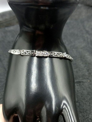 Bracelet meander with crystals like new, silver color