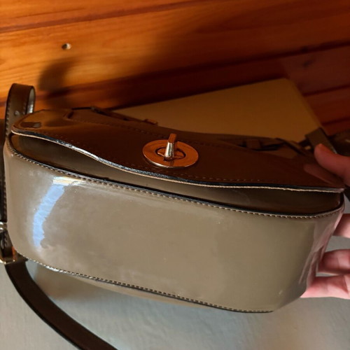 David Jones shoulder bag vintage used, beige and brown leatherette
