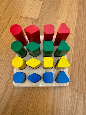 Wooden Montessori shape and color sorting toy like new