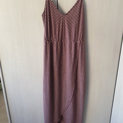 Superdry striped dress, size Large, grey and red