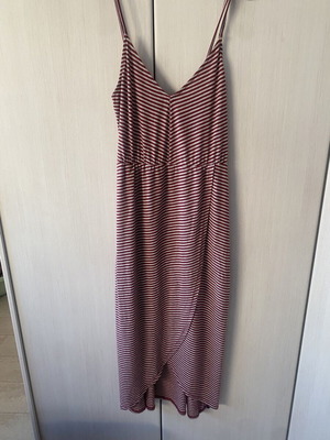 Superdry striped dress, size Large, grey and red