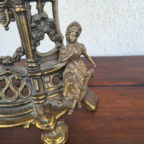 Bronze Mantle Clock Garniture Set used, Baroque style