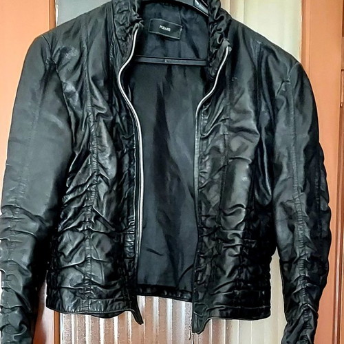 Women's leather crinkled jacket like new, black, size S