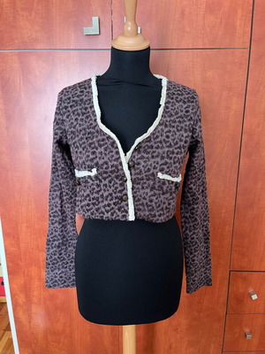 YUMI crop ζακέτα σαν καινούργιο με animal print, μέγεθος S