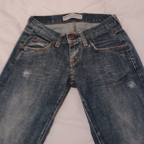 Staff and Co. Jean like new, low waist, straight leg, fringed, size 27, blue