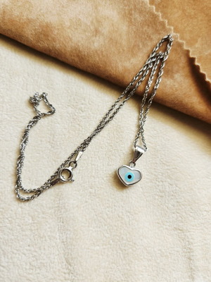 Silver 925 necklace with mother of pearl evil eye pendant