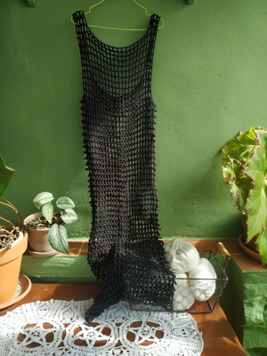 Handmade knitted dress new, black, sizes S and M
