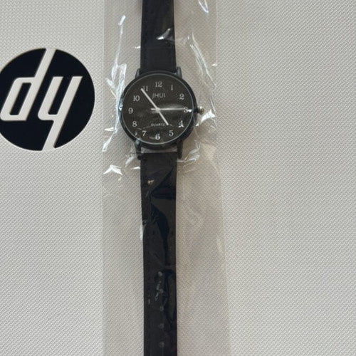 Watch new black with artificial leather strap unisex
