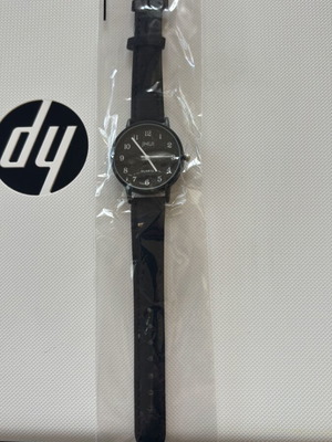 Watch new black with artificial leather strap unisex