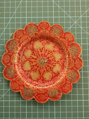 Vintage brass plate like new with enamel decoration