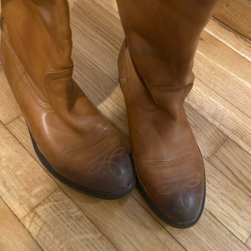 Leather cowboy boots brown size 38 like new