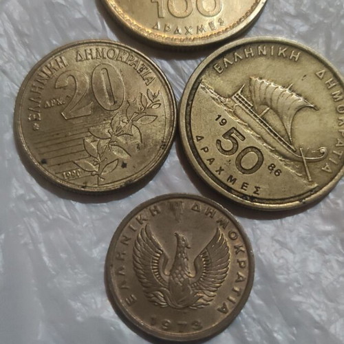 Greek coins set like new, 6 drachmas from 1973 to 1992
