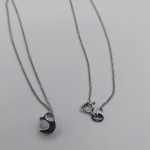 Silver pendant with chain 925° like new, zirconia, 50cm