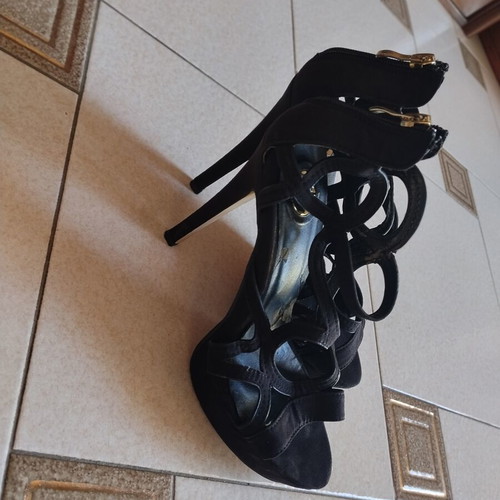 Exé Tsakiris Mallas Black Evening High-Heeled Sandals used, size 38