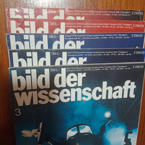 Bild der Wissenschaft magazines used, 5 issues from 1978