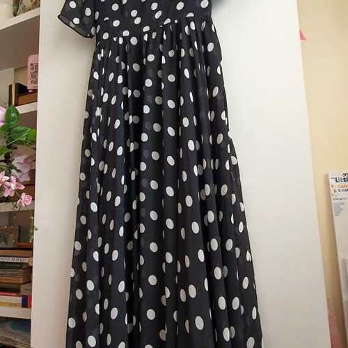 Polka Dot Long Dress new, size S, black