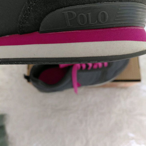 Leather women's Ralph Lauren sneakers like new, gray and pink