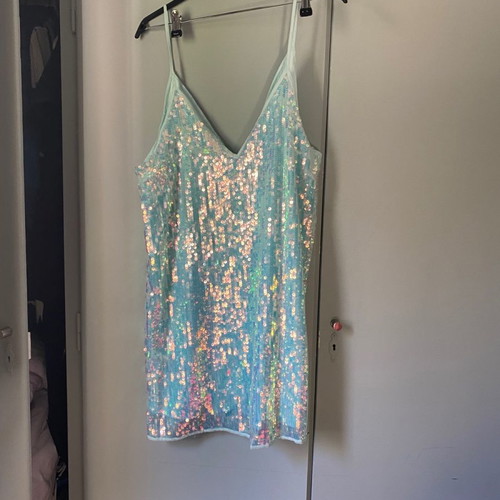 Primark σιέλ μίνι φόρεμα με παγιέτες χαμαιλέοντα καινούργιο
