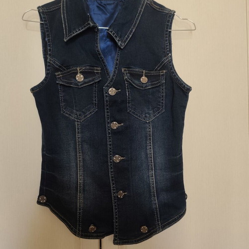 Dark Blue Denim Vest size XS like new with metal buttons