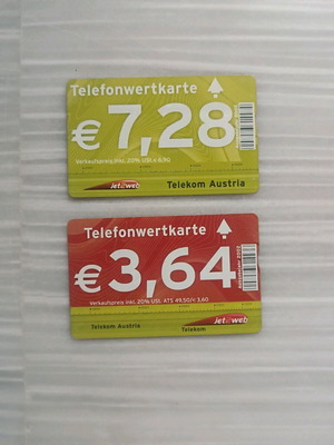 Phone cards from abroad like new, pack of 2, Austria