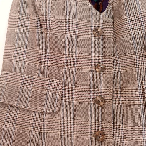 Benetton checked vest like new, size S, grey