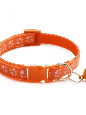 Περιλαίμιο γάτας Cute Paw Orange καινούργιο με κουδουνάκι και πατουσάκια