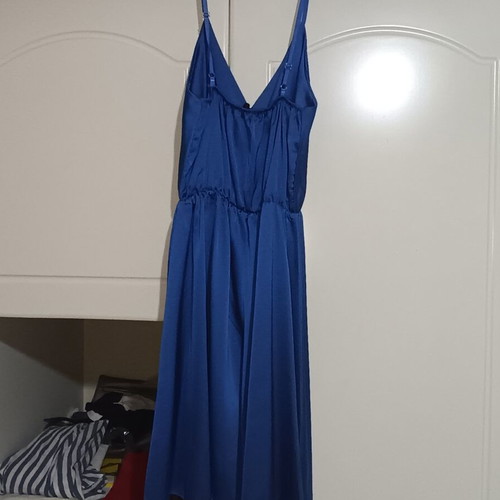 Blue satin texture one-piece romper