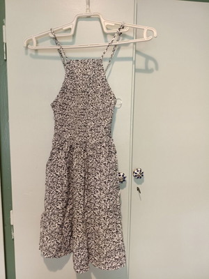 Bershka Halter Mini Dress XS New, Floral Black and White
